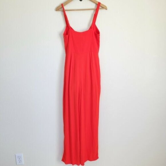 Flynn Skye Joelle Red Hot Summer Jumpsuit Womens Small Straight Leg front tie - Picture 11 of 12